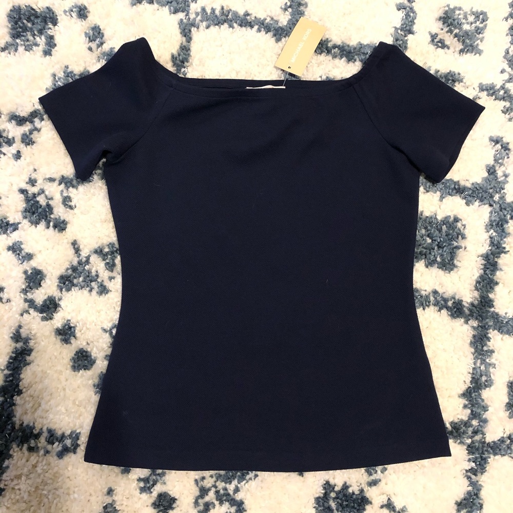 MICHAEL KORS Boat Neck Short Sleeve Blouse